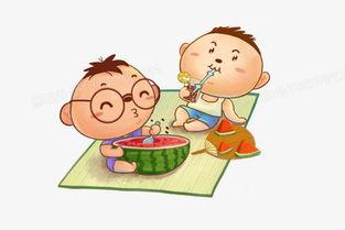 夏日男孩吃瓜图,尽享清凉时光