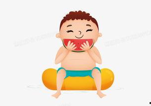 夏日男孩吃瓜图,尽享清凉时光